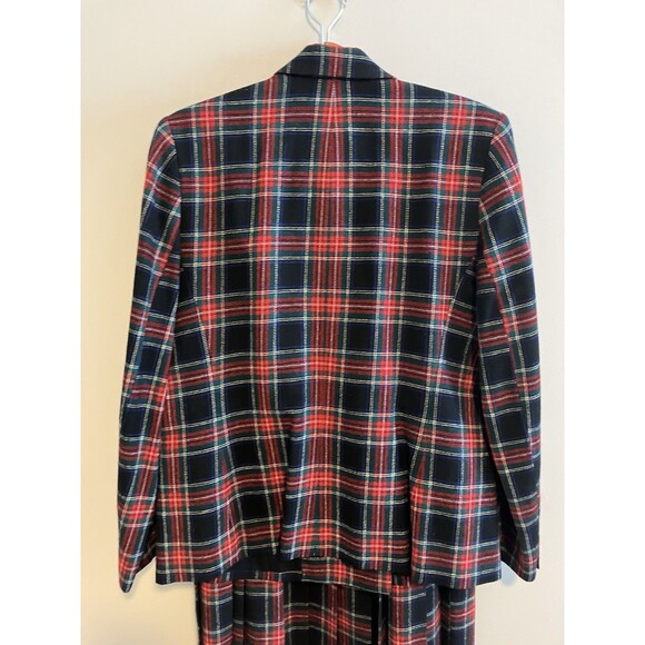 VTG Pendleton Tartan Suit Skirt Double Breasted Blazer Plaid Wool USA Large - Picture 4 of 9